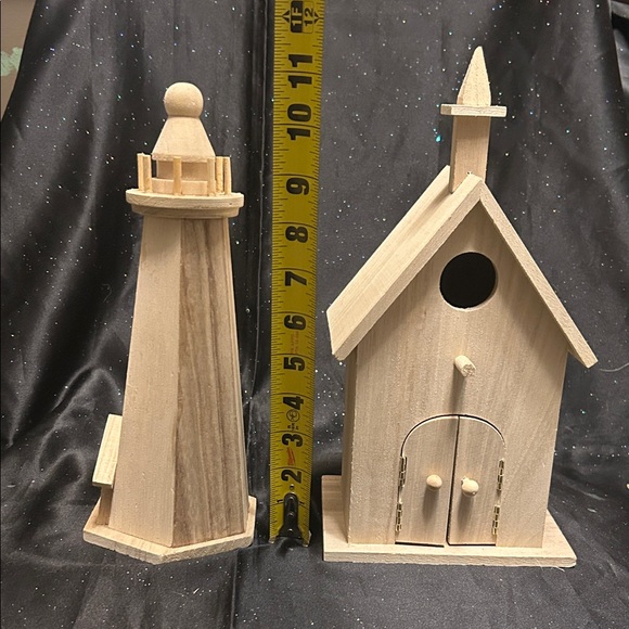 Natural Wood Church & Lighthouse Birdhouse Decor Bundle (LC) - Picture 11 of 11
